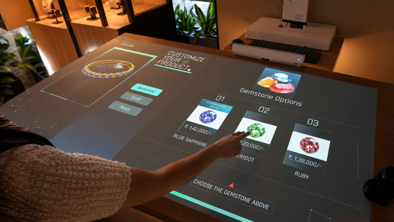 Touch-enabled table lets visitors customize products